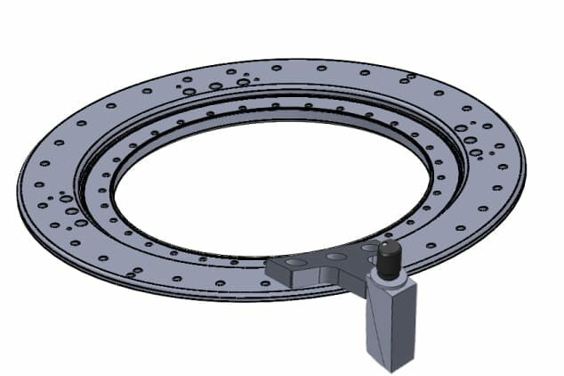 Drawing of the precision micrometer adjustment device and cathode connection plate.